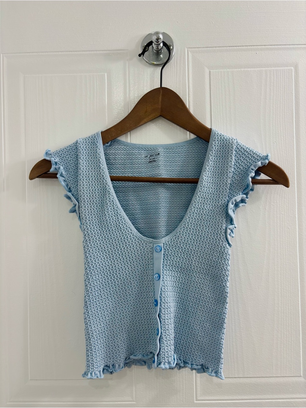 Urban Outfitters Light Blue Knit Button-Front Tank Top